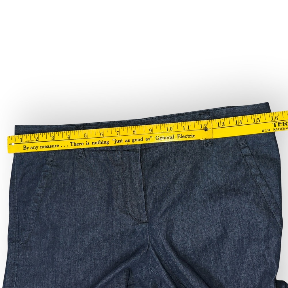 Theory Womens Wide Leg Trousers Indigo Blue Cotton Blend Dress Pants Size 8 - Picture 4 of 11